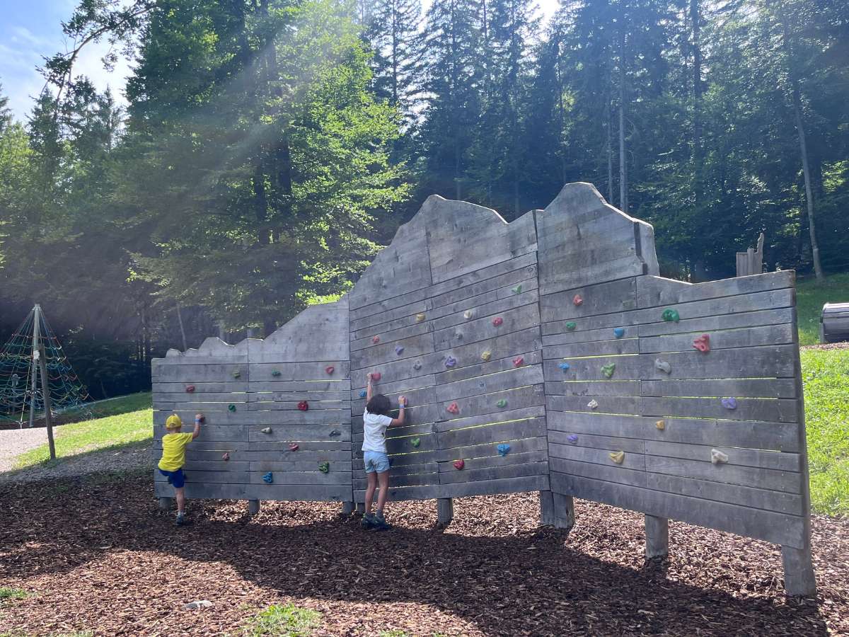 bambini provano l'arrampicata